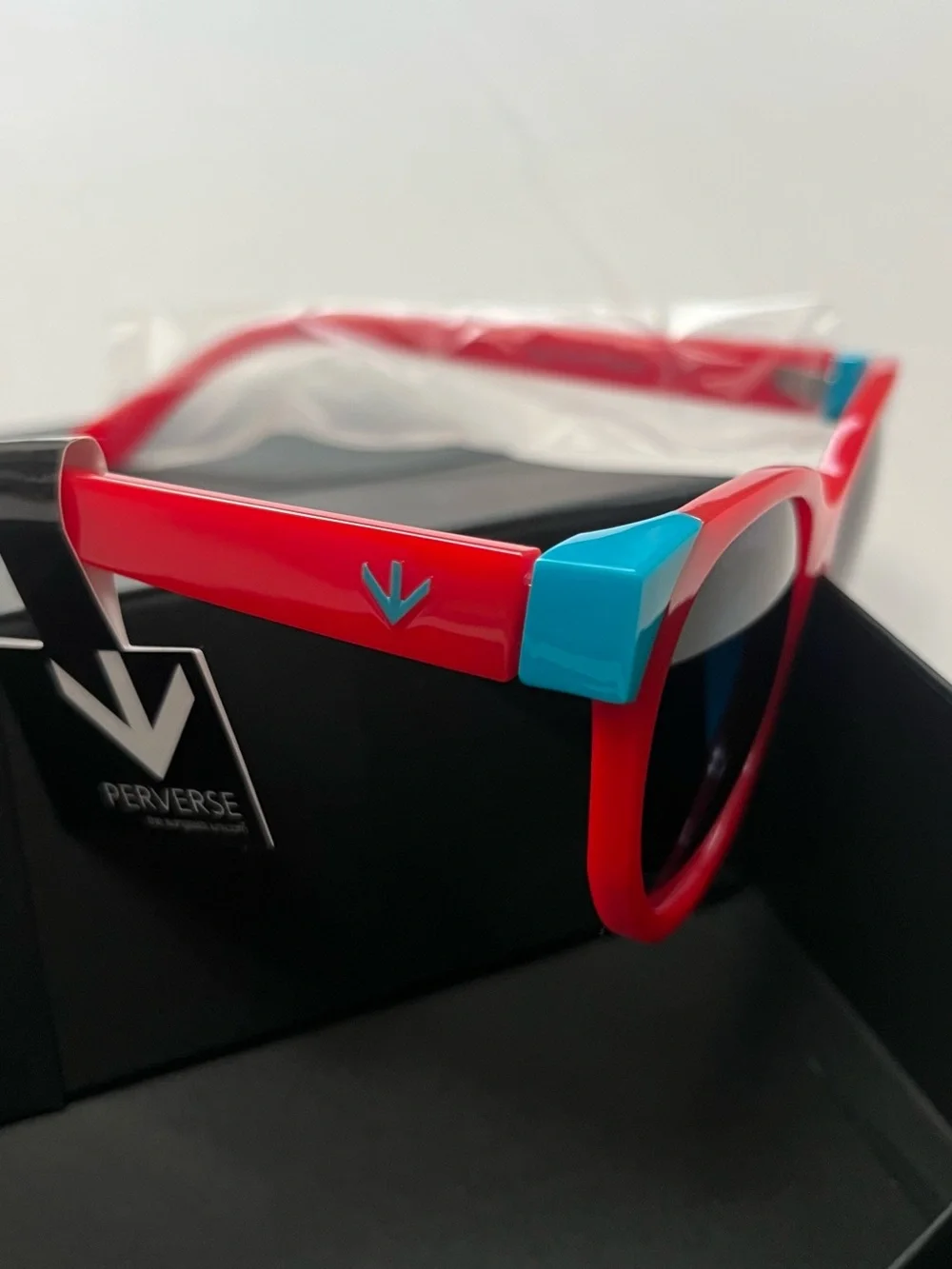 PERVERSE Red & Blue women’s  Sunglasses — Bold Two-Tone Frame